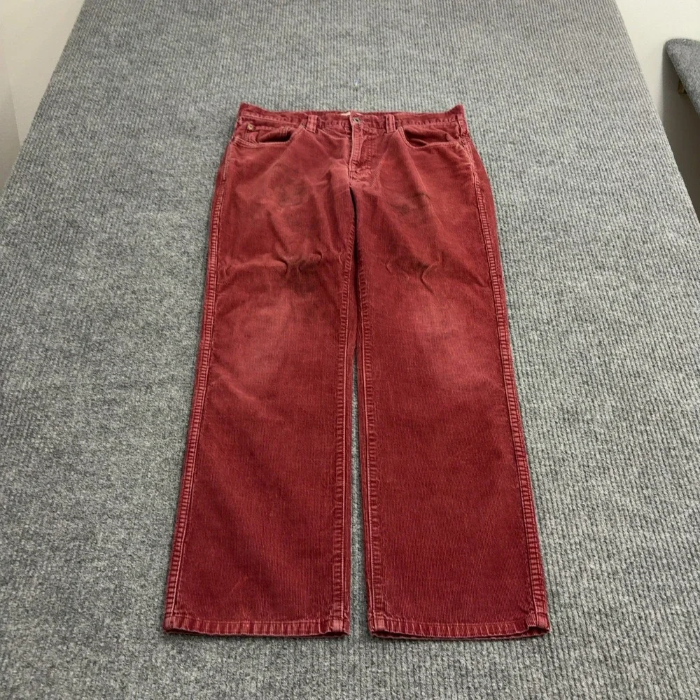 LL Bean Pants Mens 34x29 Red Cotton Corduroy Standard Fit Casual Gorpcore
